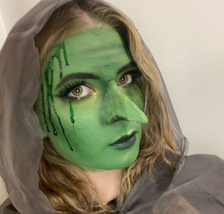 Halloweenkostüm - Grüne Hexe mit Hexennase